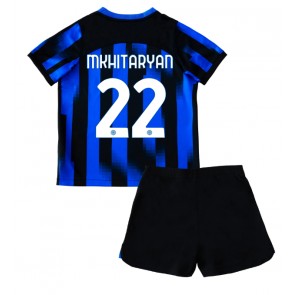 Inter Milan Henrikh Mkhitaryan #22 Hemmaställ Barn 2023-24 Kortärmad (+ Korta byxor)